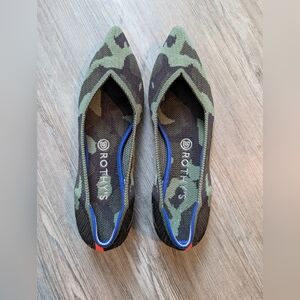 Rothy's Camouflage Knit Flats in Green and Black